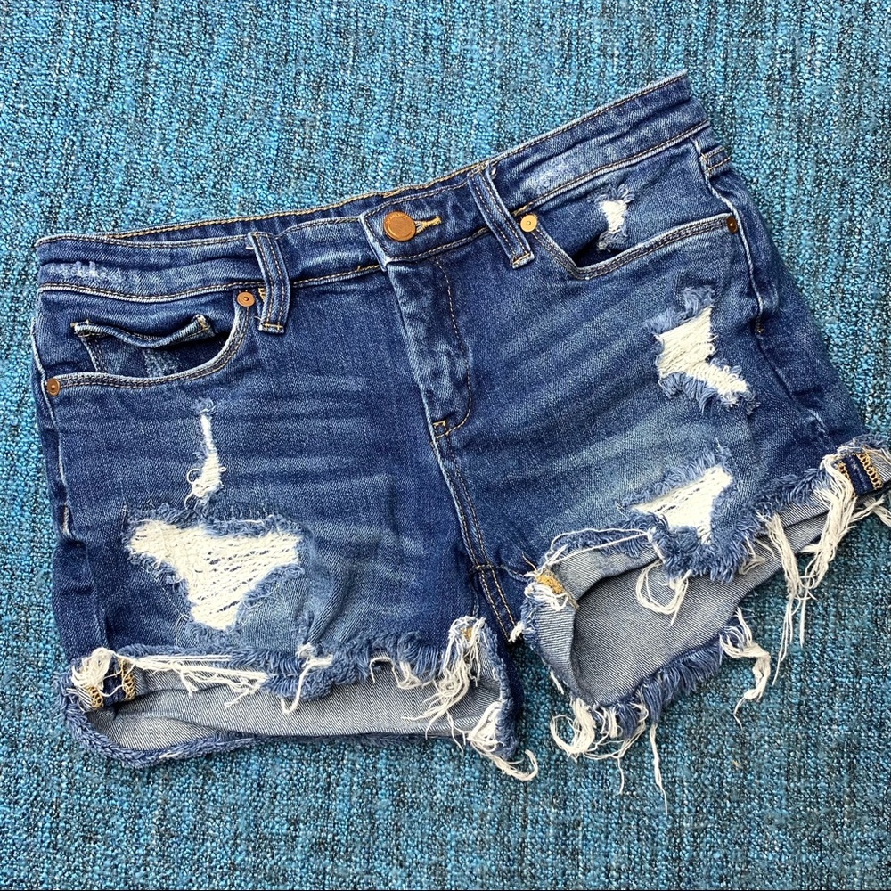 Blank NYC Distressed Tomboy Denim Shorts in Blue Women’s Size 26